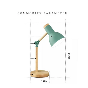 Wooden LED Turn Head Bedside Desk Reading Study Lamp - Desk Lamp