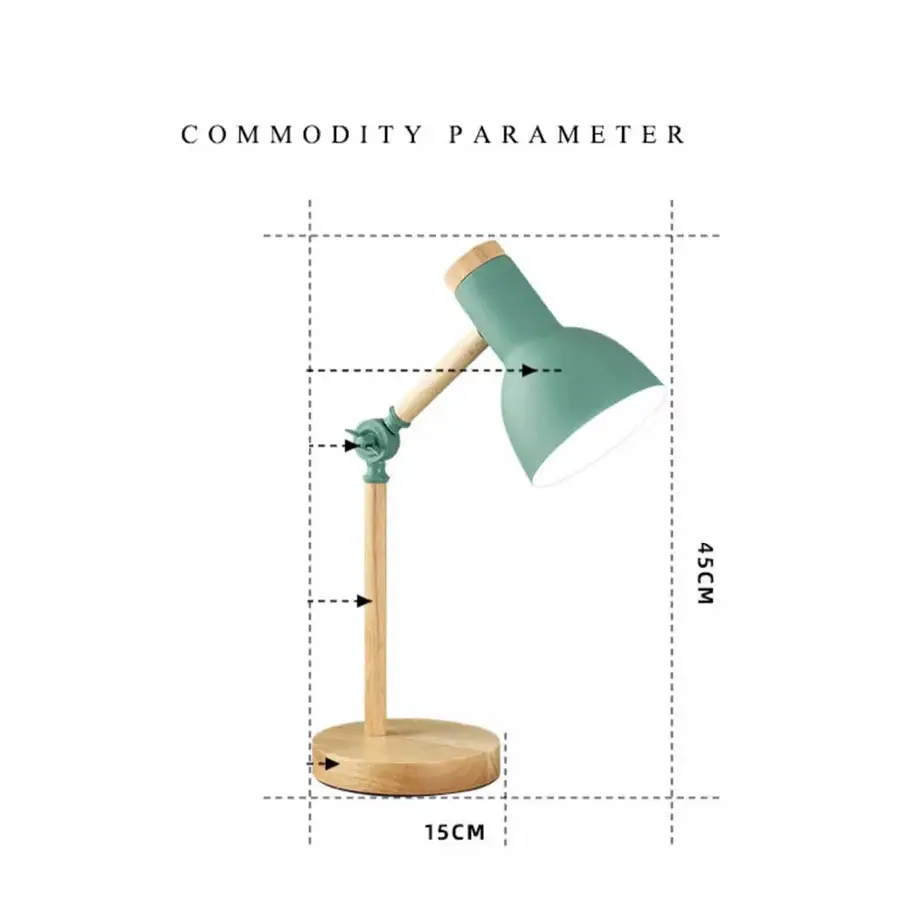 Wooden LED Turn Head Bedside Desk Reading Study Lamp - Desk Lamp