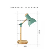 Wooden LED Turn Head Bedside Desk Reading Study Lamp - Desk Lamp