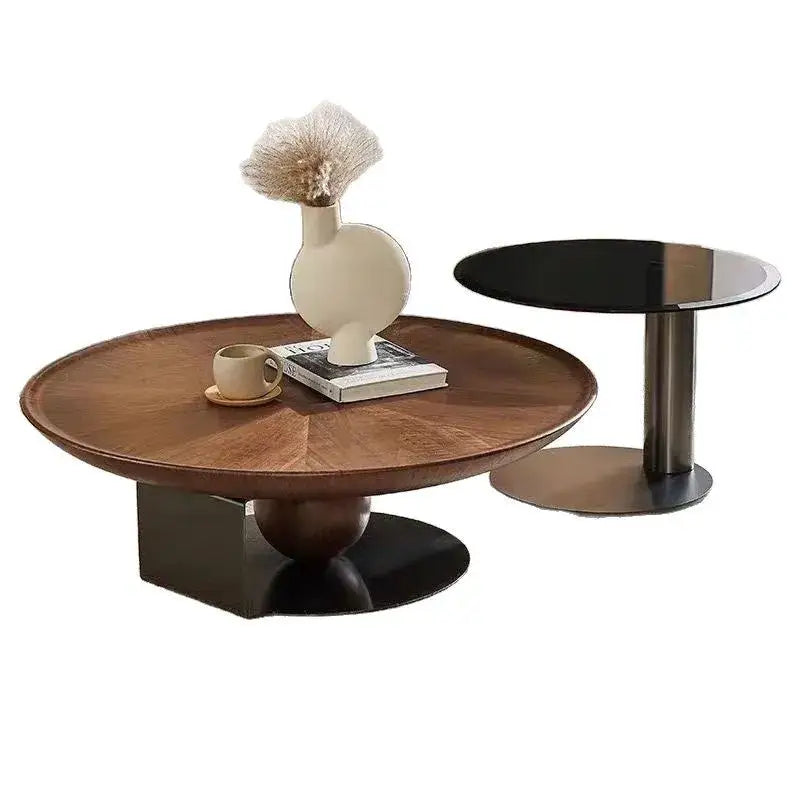 Wooden Round Modern Side Coffee Table - Multifunctional coffee table