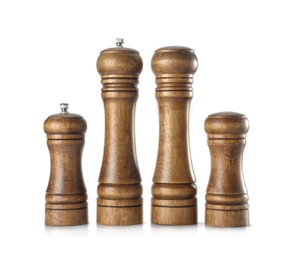 Salero y molinillo de madera, utensilio de cocina