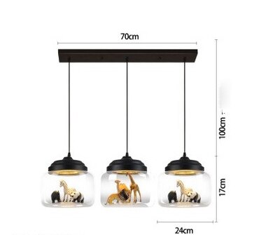 Lámpara colgante animal tarro transparente