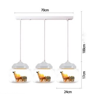 Lámpara colgante animal tarro transparente