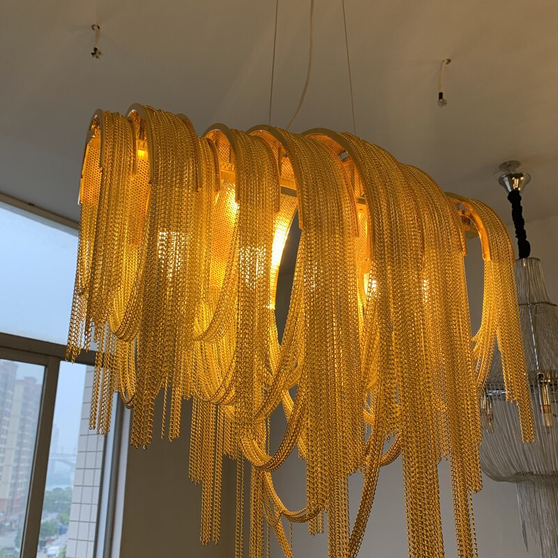 Luces colgantes LED de cadena de borla de lujo moderno