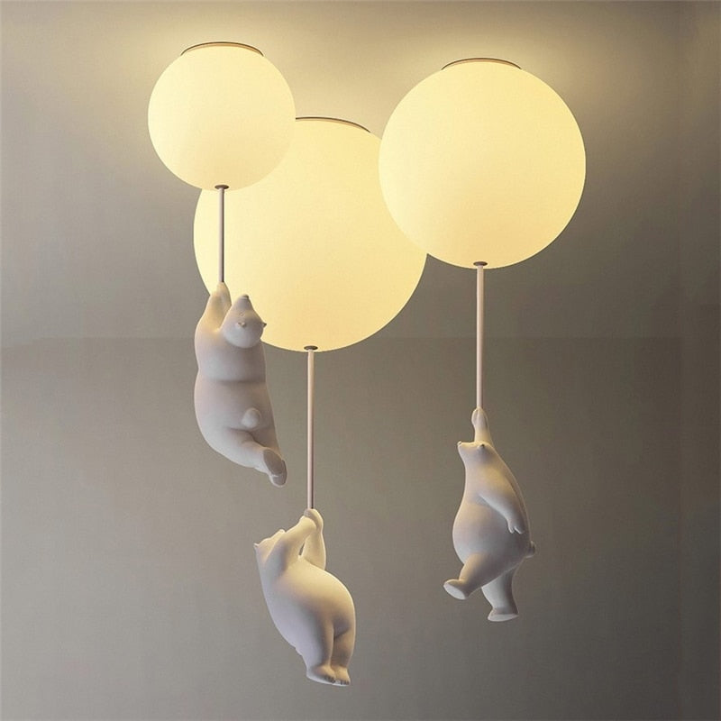 Lámpara de dibujos animados LED con luces de techo de oso moderno