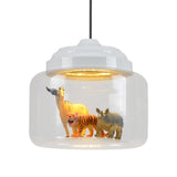 Lámpara colgante animal tarro transparente