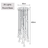 Colgante largo LED de araña de cristal moderno