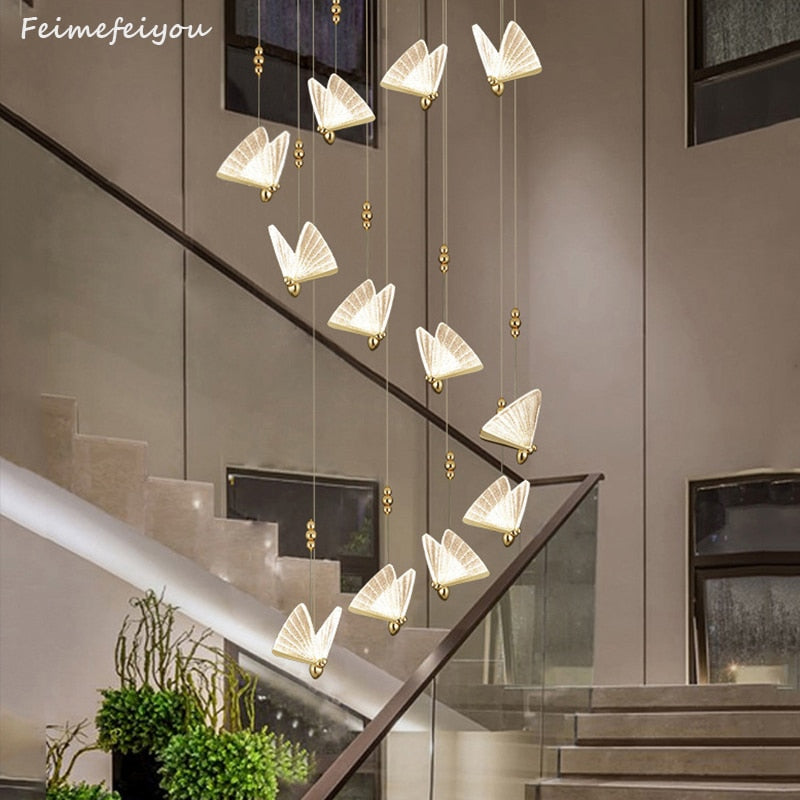 Lámpara colgante con luces colgantes de mariposa