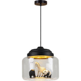 Lámpara colgante animal tarro transparente