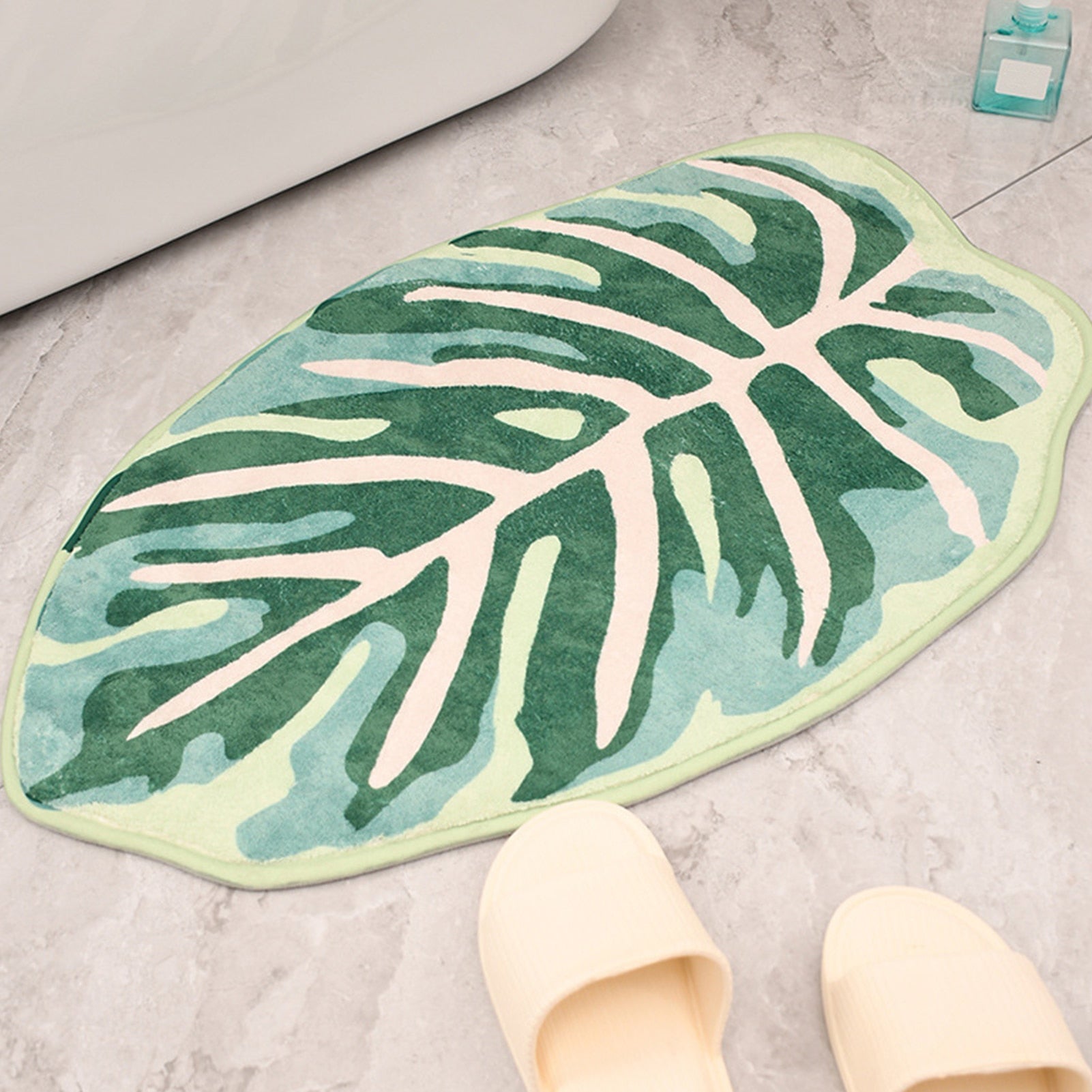Alfombra de baño lavable, suave, antideslizante y con forma de hoja