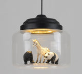 Lámpara colgante animal tarro transparente