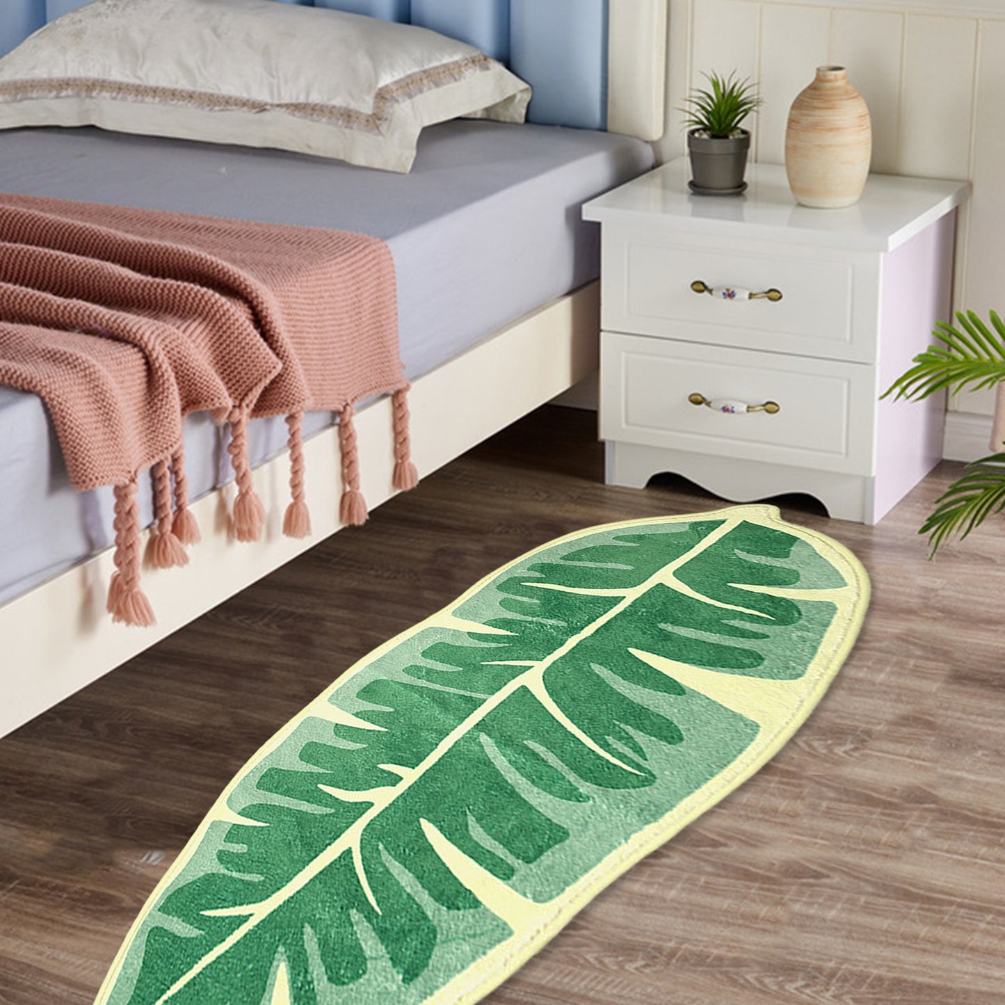 Alfombra de baño lavable, suave, antideslizante y con forma de hoja
